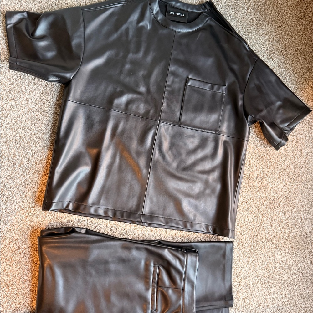 Zara Black Faux Leather Ensemble